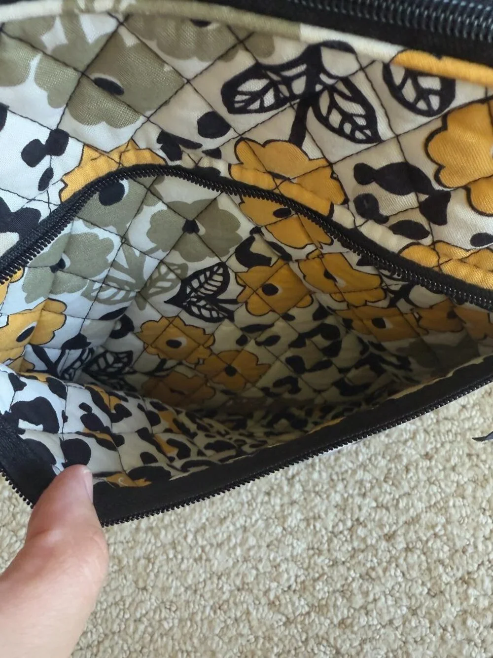 Vera Bradley Yellow and Black Floral Pattern Backpack